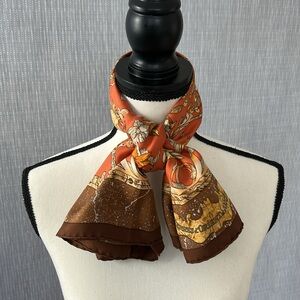 Hermès Floral Silk Scarf in Brown and Orange